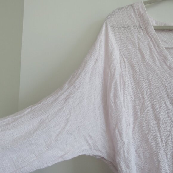 FREE PEOPLE Morning Dolman Tie Sleeve Gauzy Top in White Casual Boho Coastal M - Picture 7 of 14